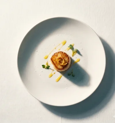 Plated scallop dish