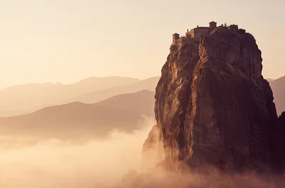 Meteora monastery in mist