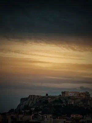The Acropolis above Athens at golden hour